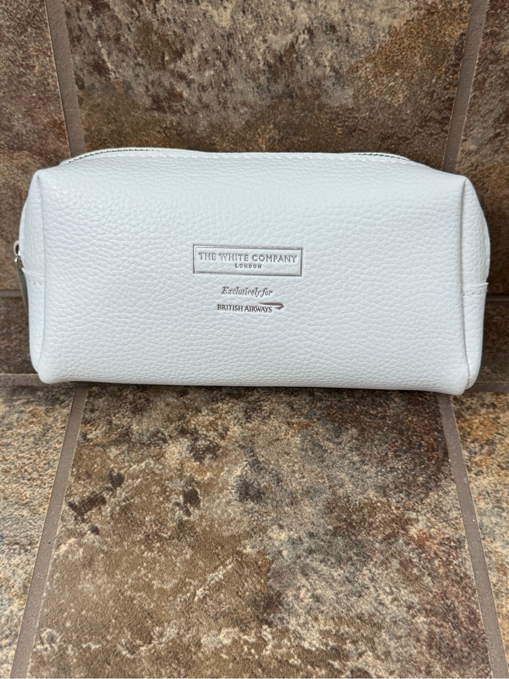 The White Company London British Airways Amenity Kit Cosmetic Bag Pouch White